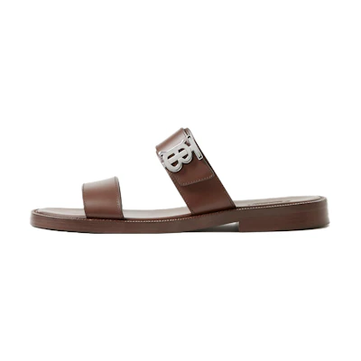 Burberry Calfskin Logo Flat Sandal 'Brown'