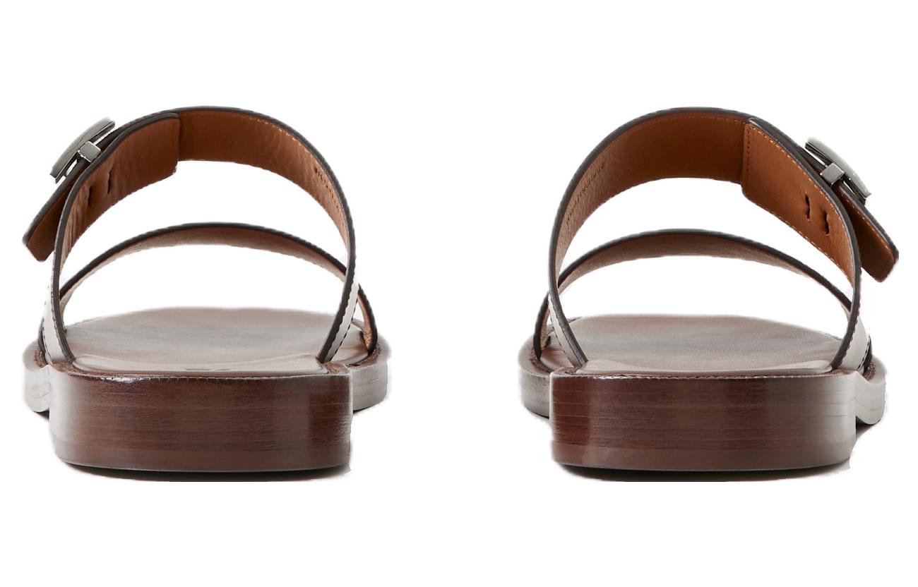 Purchase Sandal Datar Logo Burberry Kulit Sapi 'Coklat' 80707841