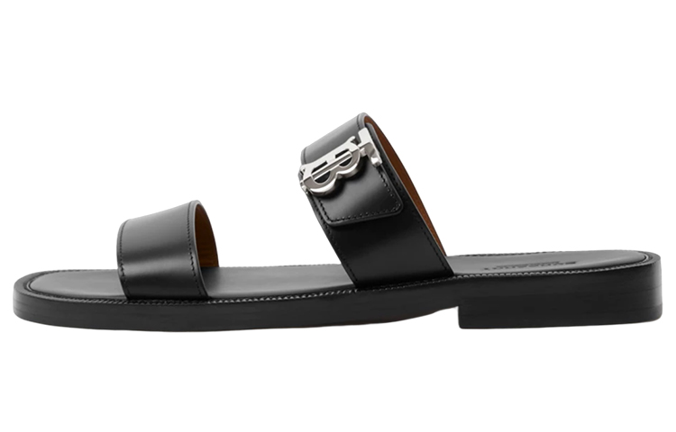 Burberry Calfskin Logo Flat Slide 'Black Fashion'