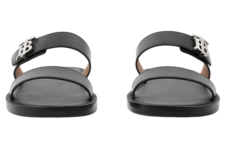 Burberry Calfskin Logo Flat Slide 'Black Fashion' 圖 3