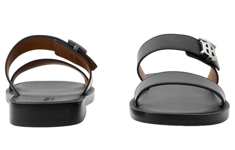 Burberry Calfskin Logo Flat Slide 'Black Fashion' 圖 4