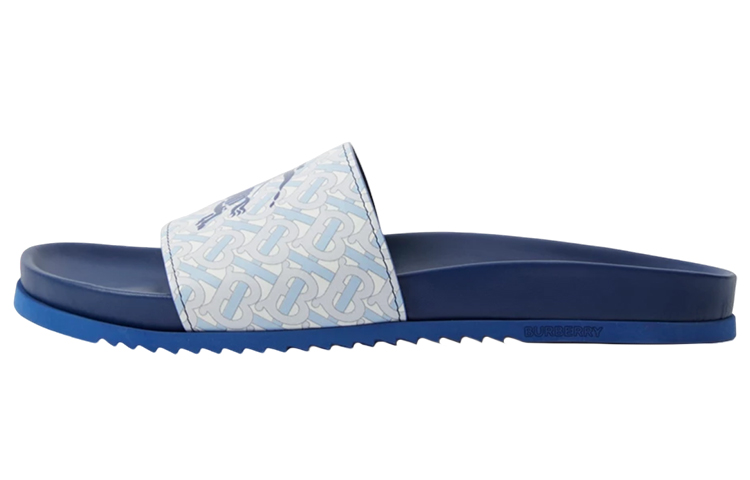 Buy Burberry Calfskin Slides 'Light Blue Equestrian Knight' 80719881
