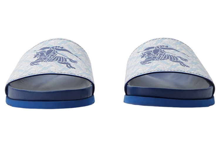 Lookbook Burberry Calfskin Slides 'Light Blue Equestrian Knight' 80719881