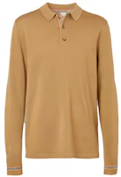 Burberry Camel Long-Sleeve Polo Shirt with Stripe Detail 80330921 Burberry Camel Long-Sleeve Polo Shirt with Stripe Detail 80330921