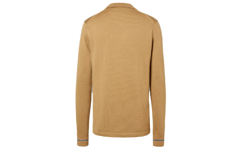 Lookbook 博柏利骆驼色条纹细节长袖POLO衫 80330921