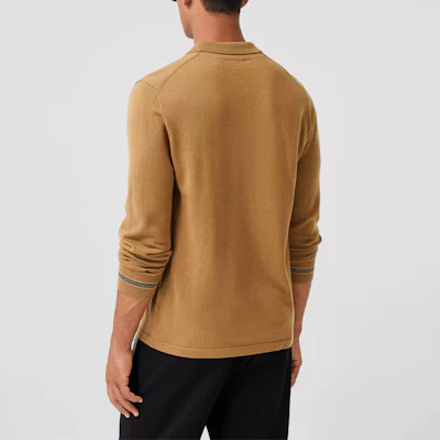 博柏利骆驼色条纹细节长袖POLO衫 80330921 Shop 博柏利骆驼色条纹细节长袖POLO衫 80330921