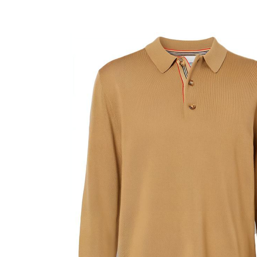 Details for 博柏利骆驼色条纹细节长袖POLO衫 80330921