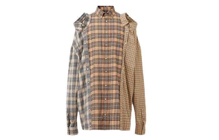 Burberry Camel Patchwork Checkered Long-Sleeve Shirt 45650291