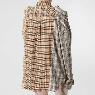 Burberry Baju Lengan Panjang Corak Patchwork Kotak Warna Camel 45650291 Shop Burberry Baju Lengan Panjang Corak Patchwork Kotak Warna Camel 45650291