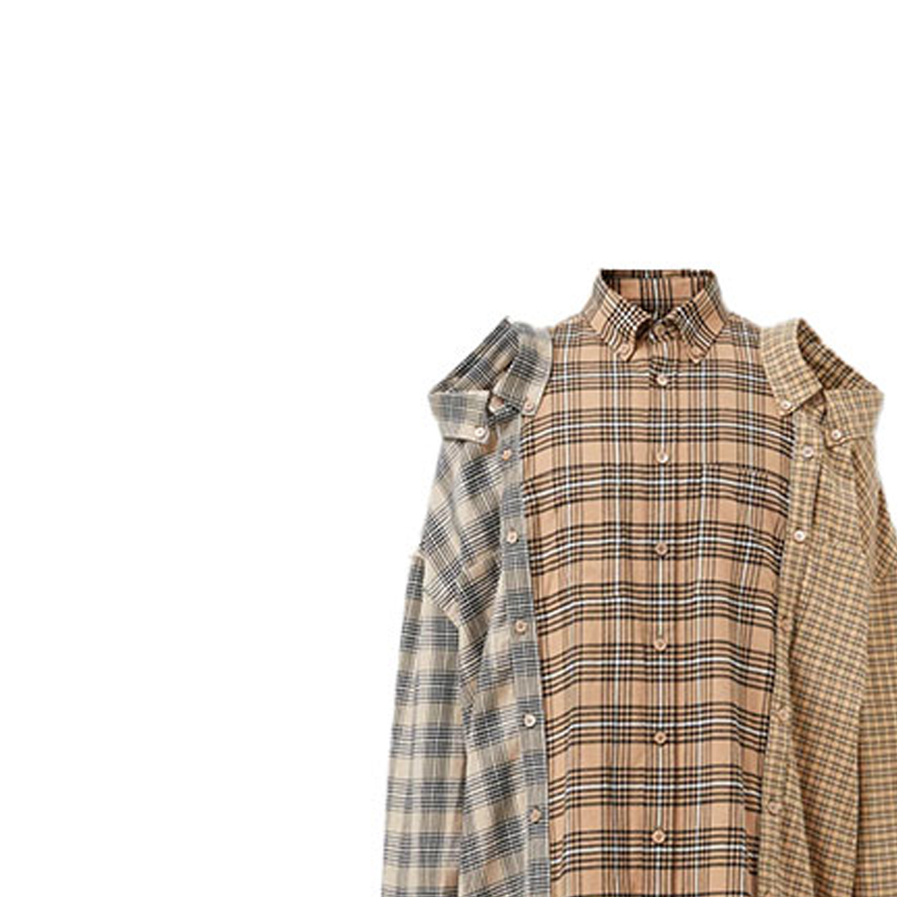 Details for Burberry Baju Lengan Panjang Corak Patchwork Kotak Warna Camel 45650291