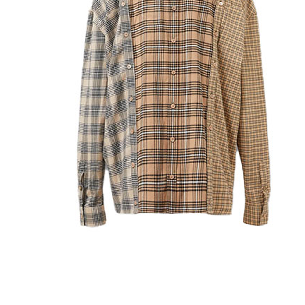 Sizing Burberry Baju Lengan Panjang Corak Patchwork Kotak Warna Camel 45650291