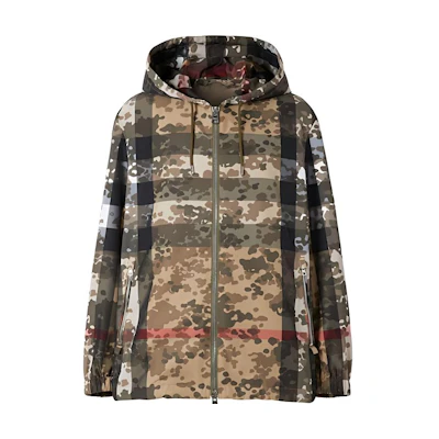 Burberry Camo Check Hooded Jacket in Archive Beige 80298231