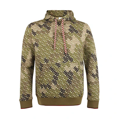Burberry Camo Logo Print Hoodie Military Green 80143541
