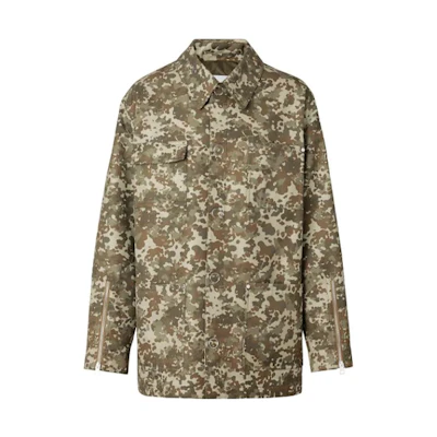 Burberry Camo Print Single-Breasted Long Sleeve Coat Men’s Green Camo 80167871