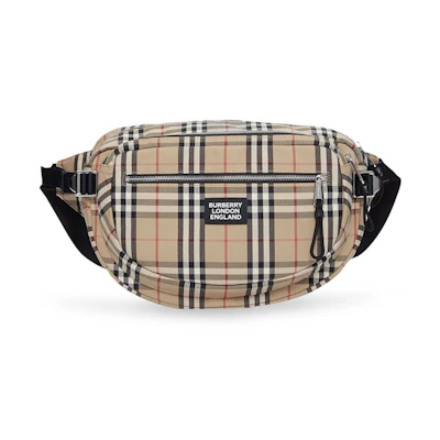 Burberry Cannon Belt Bag Vintage Check Large Beige