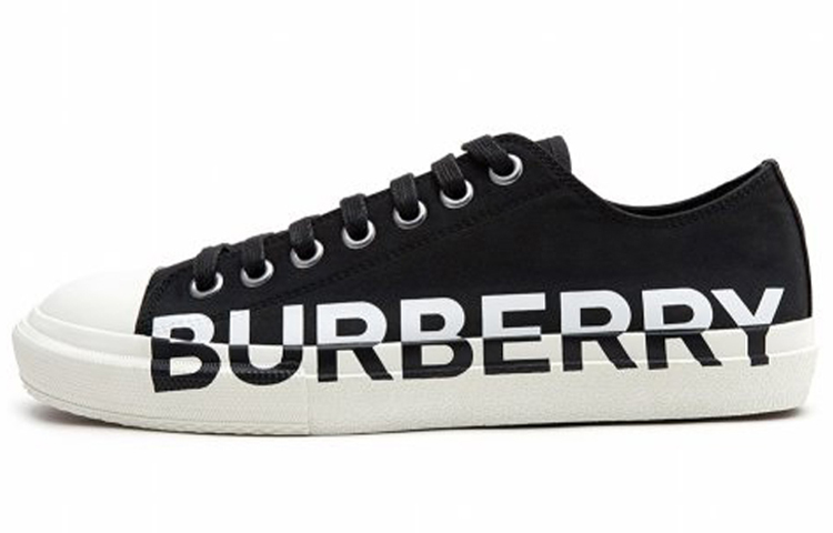 Burberry Logo Print Two Toned Sneakers 'Black Cotton White Sole' 80182701