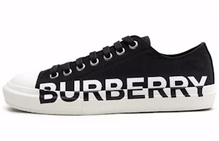 Burberry Logo Print Two Toned Sneakers 'Black Cotton White Sole' 80182701 Burberry Logo Print Two Toned Sneakers 'Black Cotton White Sole' 80182701