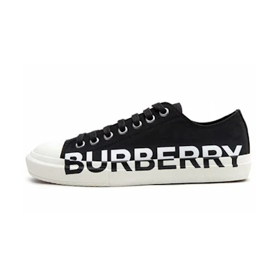 Burberry Logo Print Two Toned Sneakers 'Black Cotton White Sole'