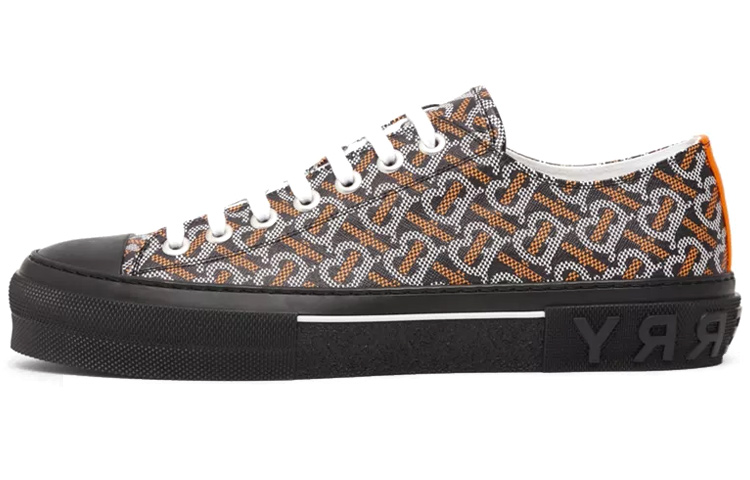 Burberry Canvas Lace-Up Sneaker 'Black White Orange'