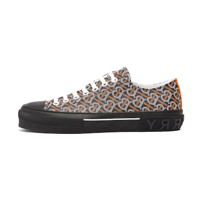 Burberry Canvas Lace-Up Sneaker 'Black White Orange'
