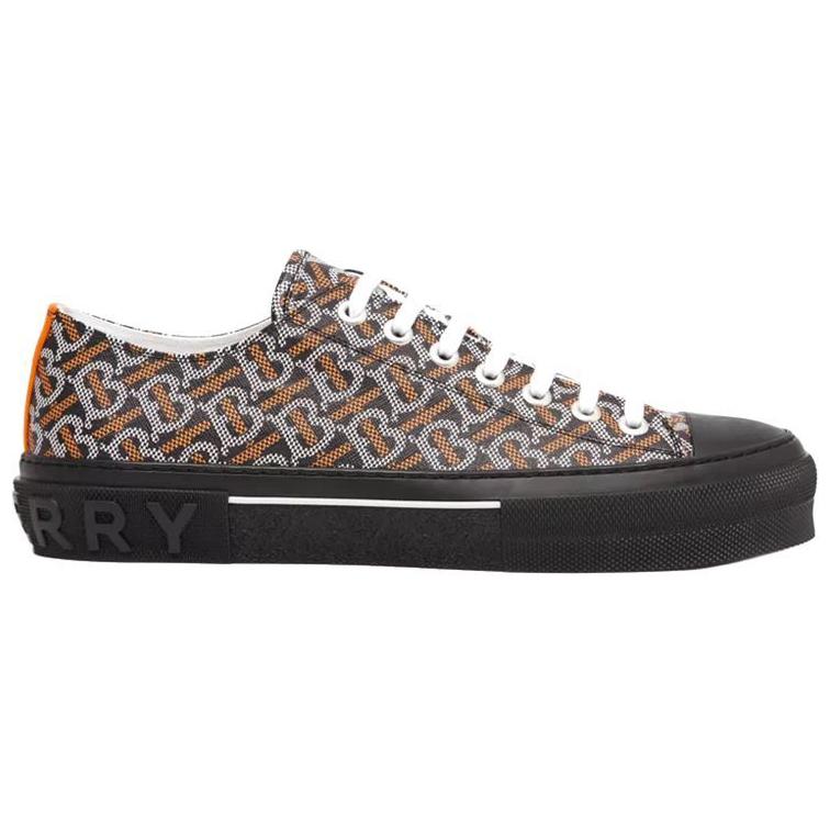 Burberry Canvas Lace-Up Sneaker 'Black White Orange' 圖 2