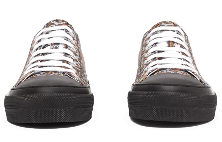 Burberry Canvas Lace-Up Sneaker 'Black White Orange' 圖 3