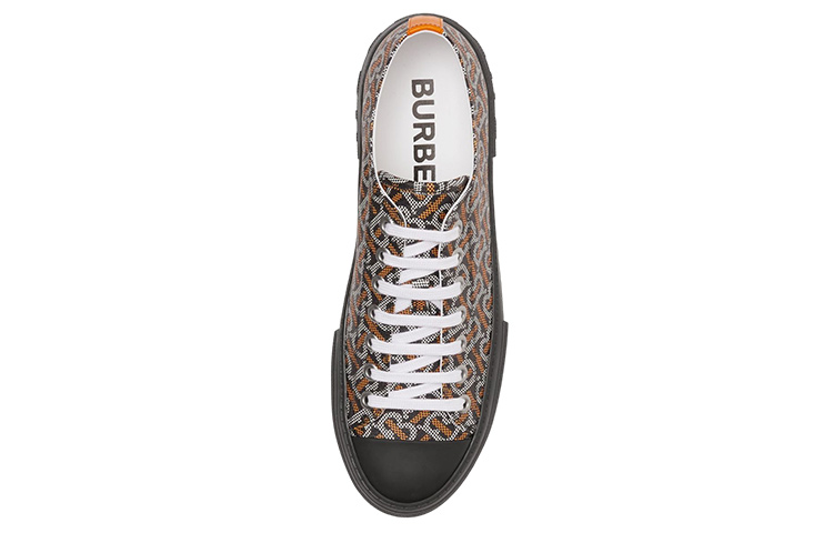Burberry Canvas Lace-Up Sneaker 'Black White Orange' 圖 4