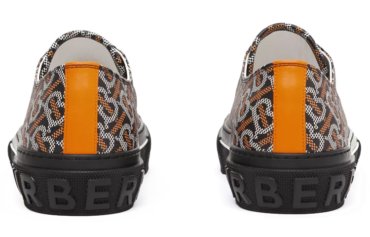 Burberry Canvas Lace-Up Sneaker 'Black White Orange' 圖 5