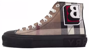 Burberry Canvas Round-Toe Lace-Up 'Check' 8062601 Burberry Canvas Round-Toe Lace-Up 'Check' 8062601