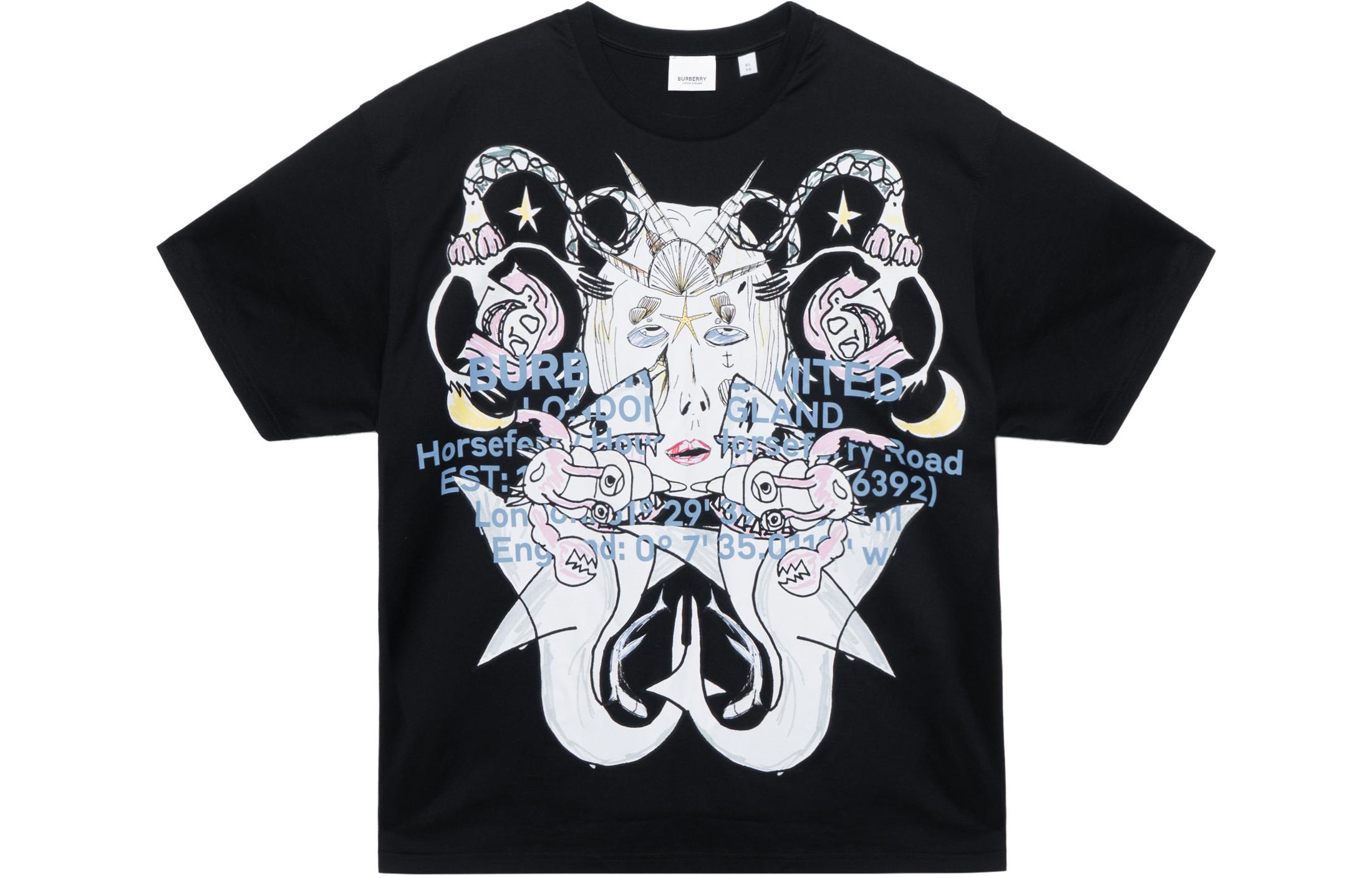 Burberry Cartoon Print Short Sleeve T-Shirt Black for Men 80406791