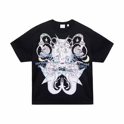 Burberry Cartoon Print Short Sleeve T-Shirt Black for Men 80406791