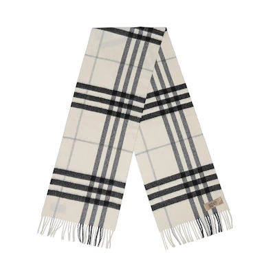 Burberry Cashmere Check Scarf Unisex Couple's Model Natural White 3994123