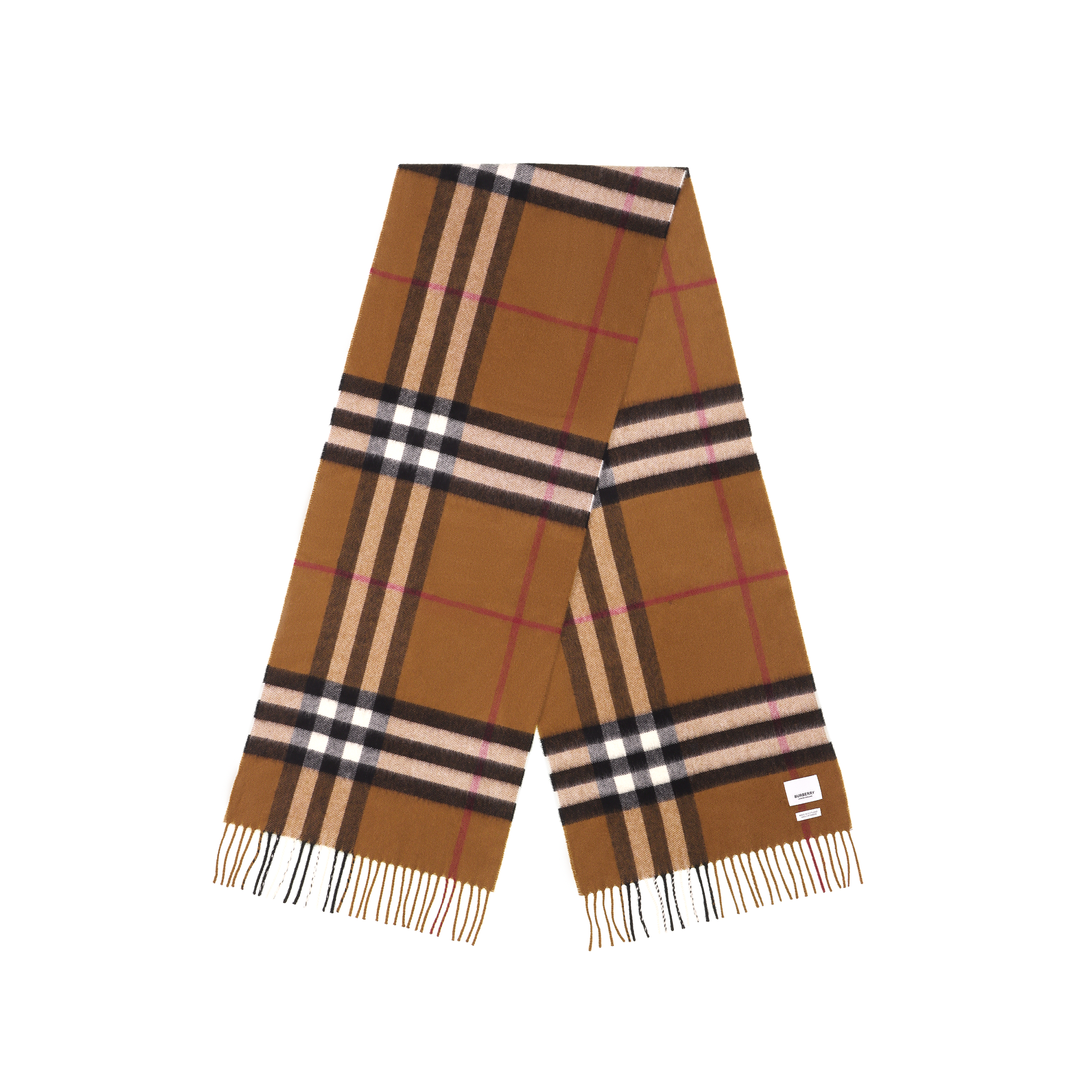 Burberry Cashmere Check Scarf with Tassels Unisex - Birch Brown 80371471 圖 3