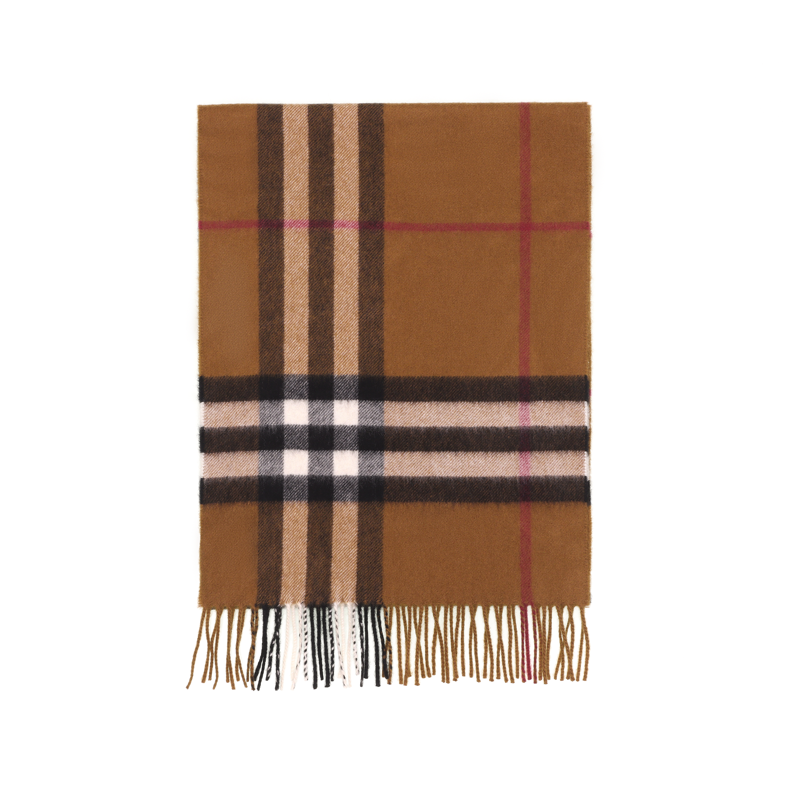 Burberry Cashmere Check Scarf with Tassels Unisex - Birch Brown 80371471 圖 4