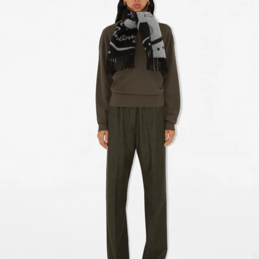 Burberry Cashmere Logo Detail Scarf Unisex Black 80997401 圖 5