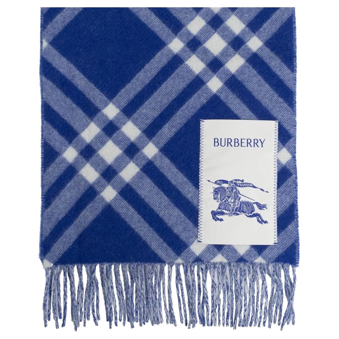 Burberry Cashmere Logo Scarf Unisex Couple Style - Blue 8099710B7320