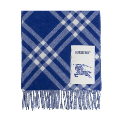 Burberry Cashmere Logo Scarf Unisex Couple Style - Blue 8099710B7320