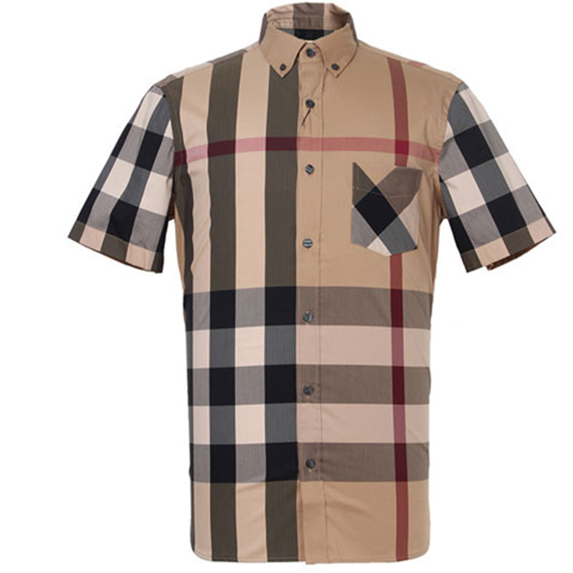 Burberry Casual Check Short Sleeve Shirt in Camel Color 40458371