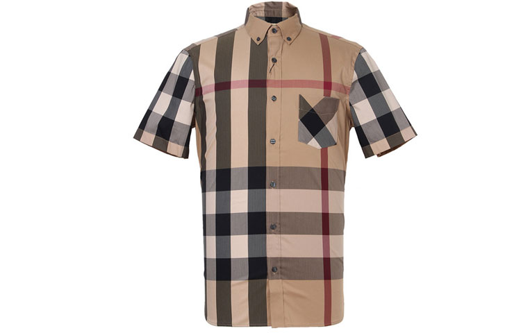 Burberry Casual Check Short Sleeve Shirt in Camel Color 40458371 圖 2