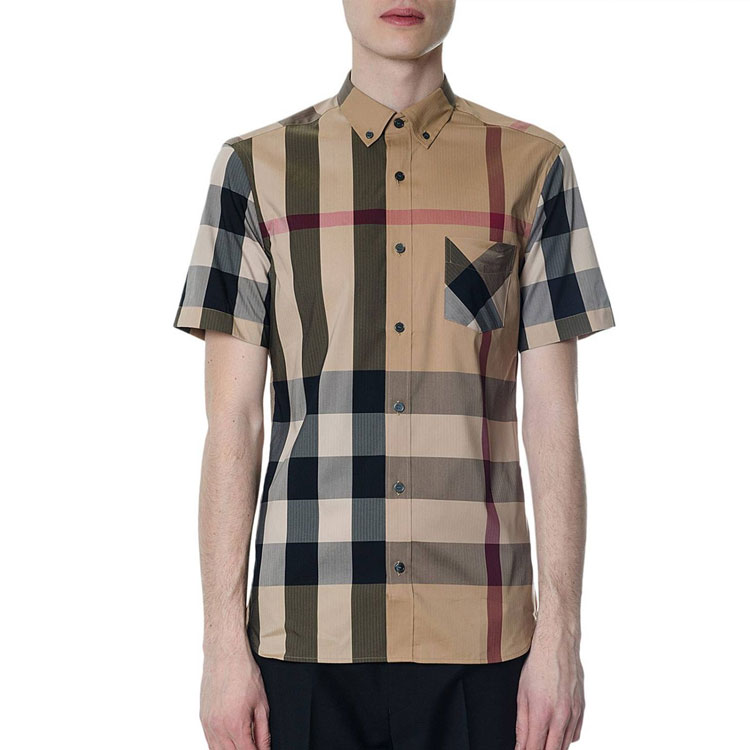 Burberry Casual Check Short Sleeve Shirt in Camel Color 40458371 圖 5