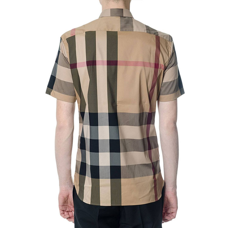 Burberry Casual Check Short Sleeve Shirt in Camel Color 40458371 圖 6