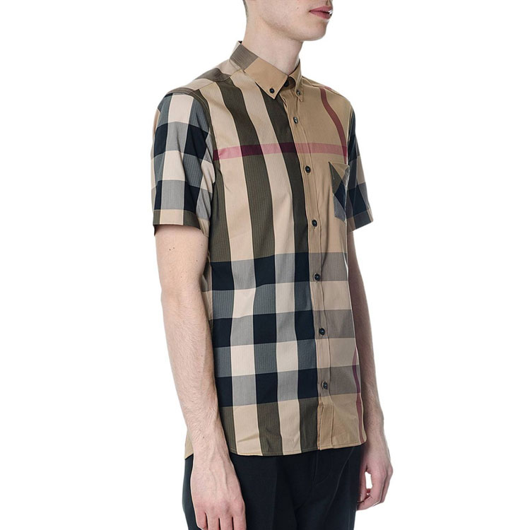 Burberry Casual Check Short Sleeve Shirt in Camel Color 40458371 圖 7