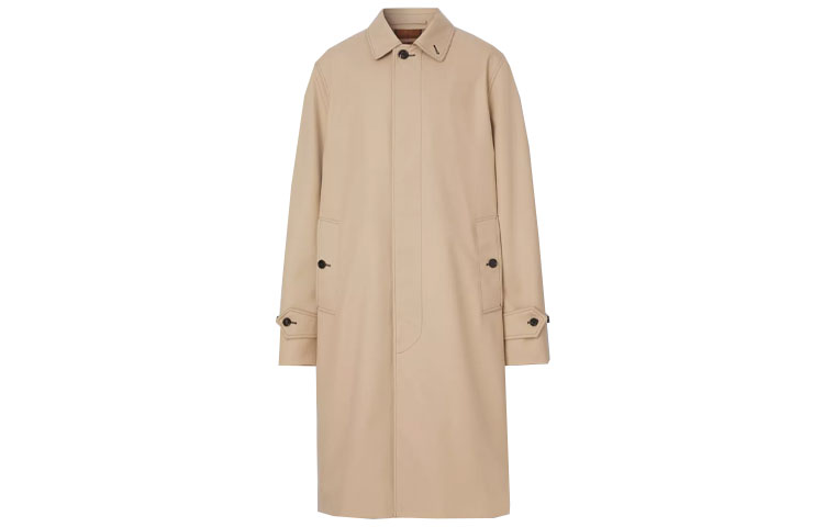 Burberry Casual Long Sleeve Coat in Light Taupe Solid Color with Single Button 80490651