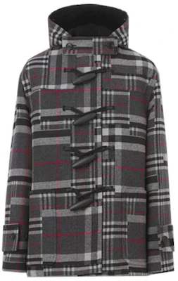 Burberry 深灰色格紋羊毛混紡連帽粗呢外套休閒夾克. 80450071 Order Burberry 深灰色格紋羊毛混紡連帽粗呢外套休閒夾克. 80450071
