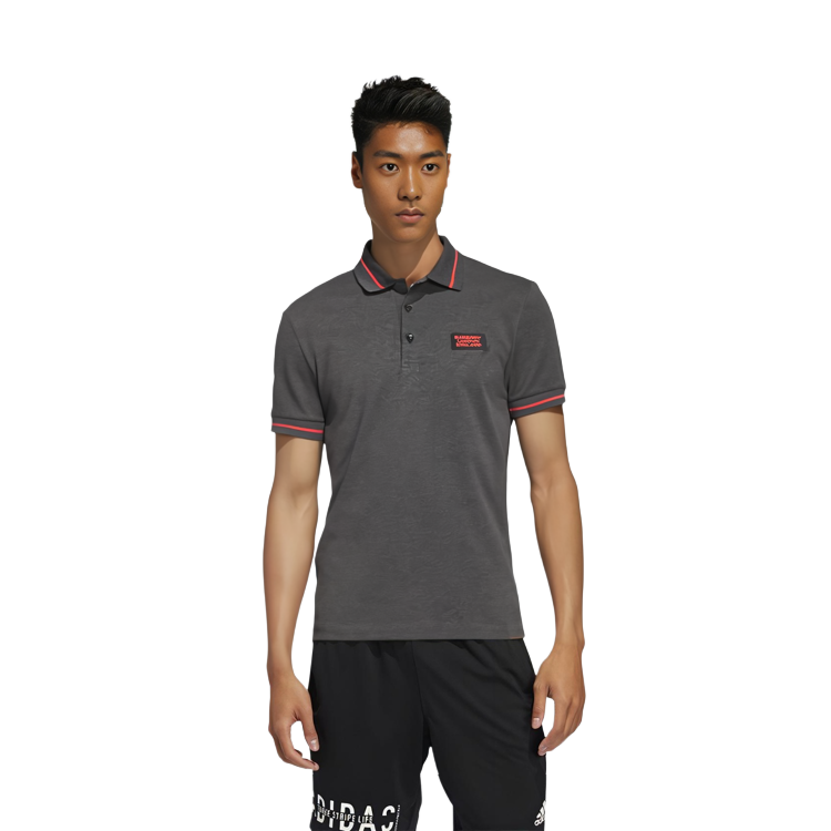 Purchase Burberry Baju Polo Kelabu Arang Patch Logo dengan Trim Berjalur. 80336861