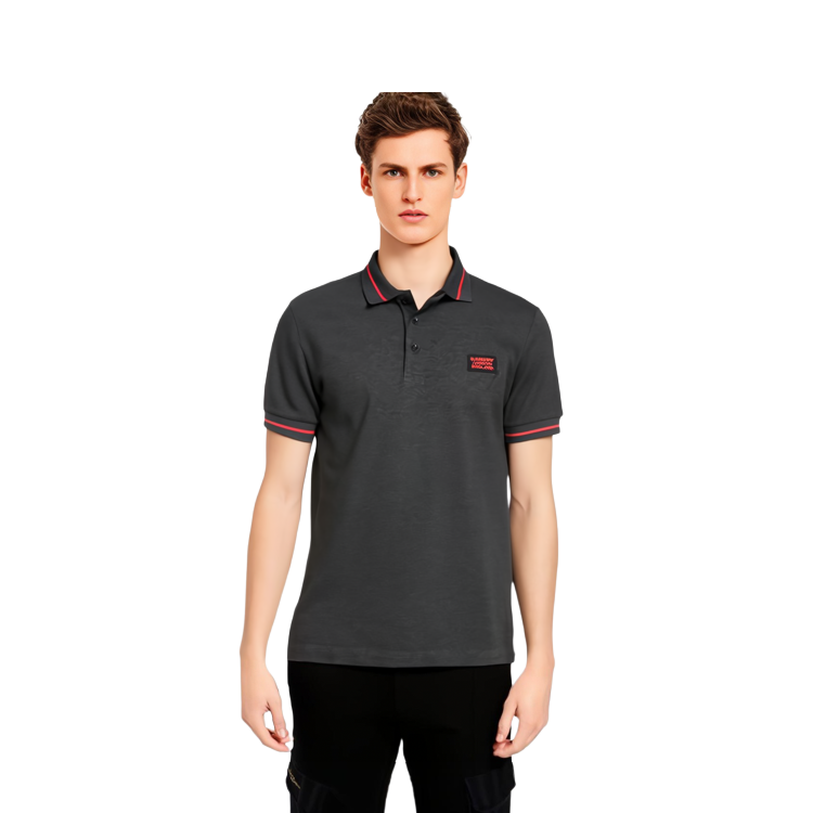 Details for Burberry Baju Polo Kelabu Arang Patch Logo dengan Trim Berjalur. 80336861