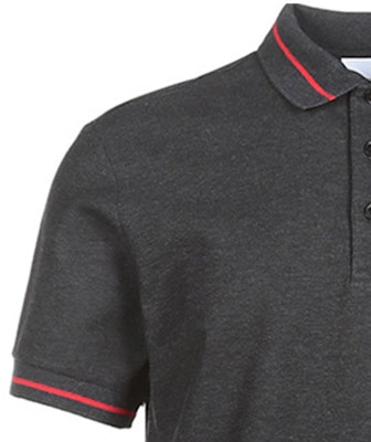 Burberry Baju Polo Kelabu Arang Patch Logo dengan Trim Berjalur. 80336861 Sizing Burberry Baju Polo Kelabu Arang Patch Logo dengan Trim Berjalur. 80336861