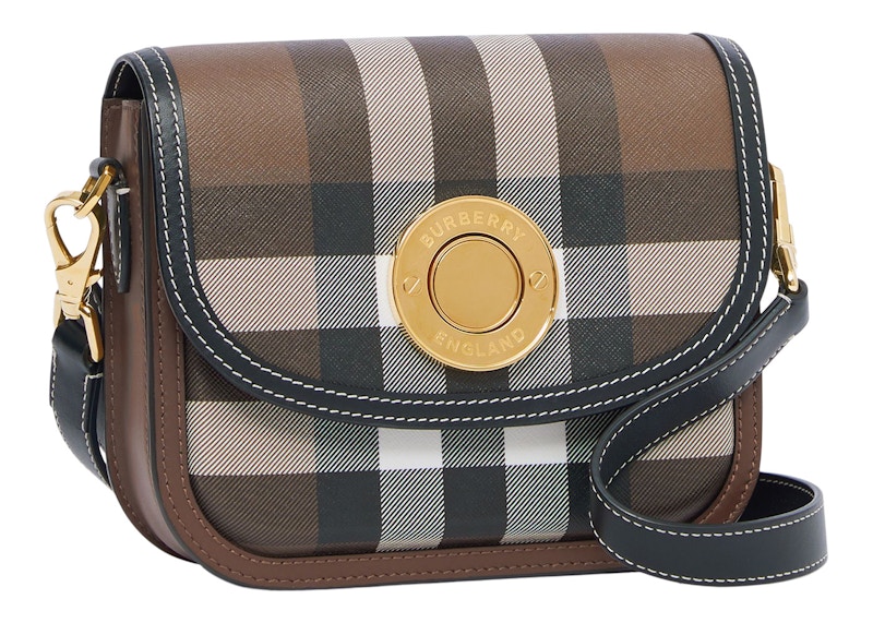 Burberry Check and Leather Elizabeth Bag Small Dark Birch Brown