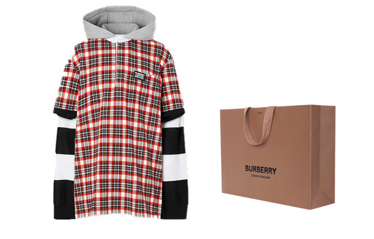 Cheap Burberry Check dan Stripe Merah Rugby Sweatshirt 45638861