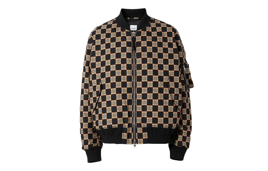 Order 博柏利格纹棒球领拉链夹克 80298291